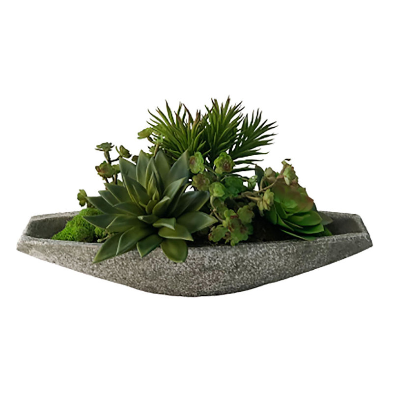 Primrue 4 Piece Artificial Succulent in Vase Set Wayfair